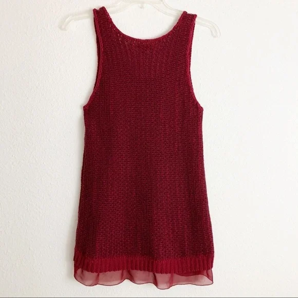 Lucky Brand Burgundy Sleeveless Knit Sweater - Picture 2 of 7